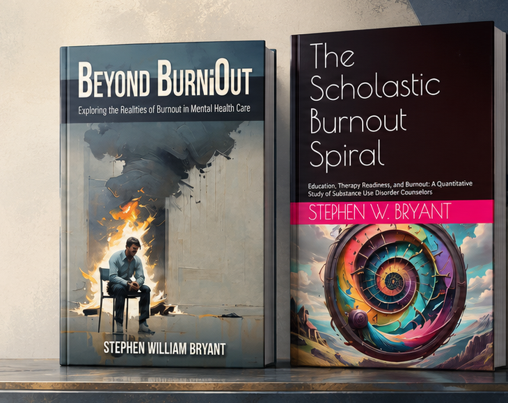 Book covers for Beyond Burnt-Out and The Scholastic Burnout Spiral by Dr. Stephen W. Bryant